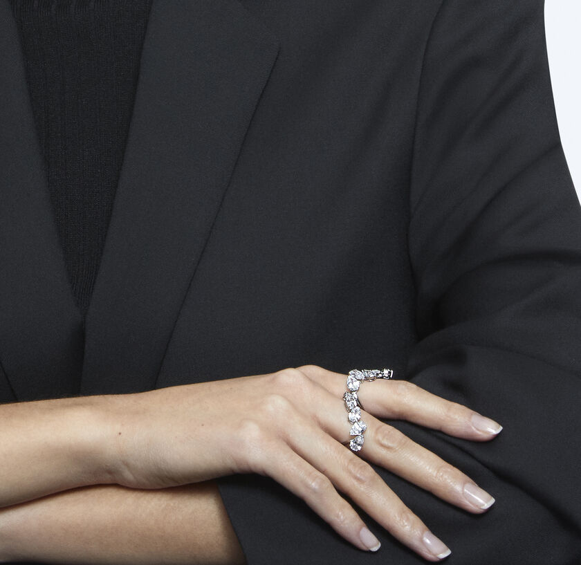 swarovski millenia cocktail ring  set  white  rhodium plated